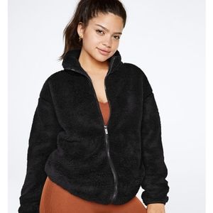 VS PINK BLACK TEDDY FULL-ZIP NWT sz L